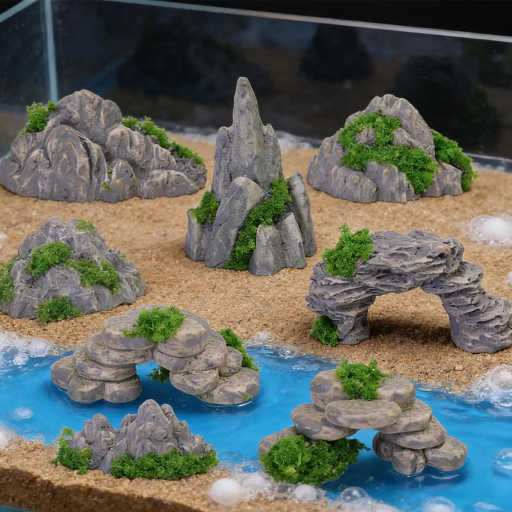 Miniature Mountain Fake Stone Resin Rockery for Fish Tank