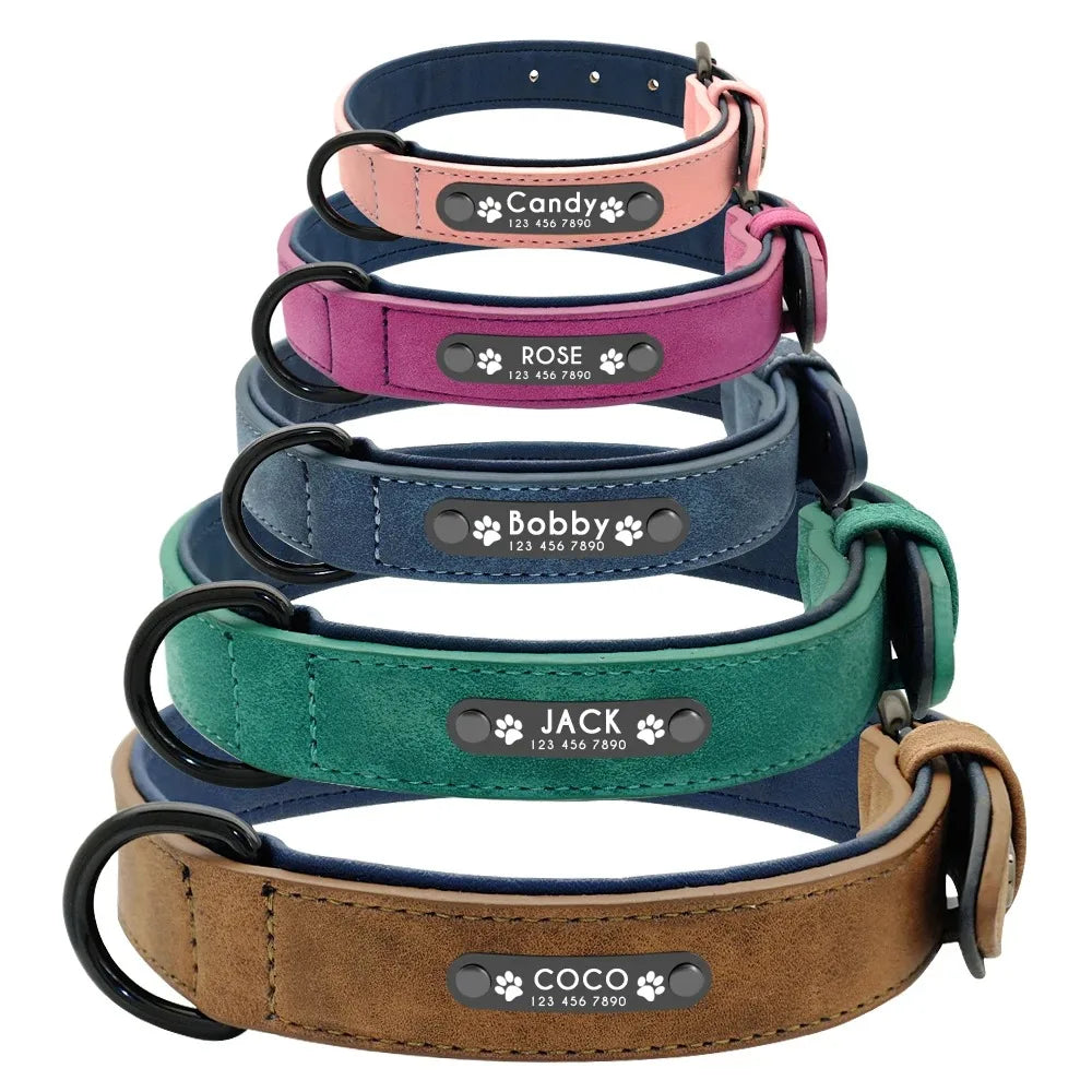 Personalized Name Leather Dog Collars