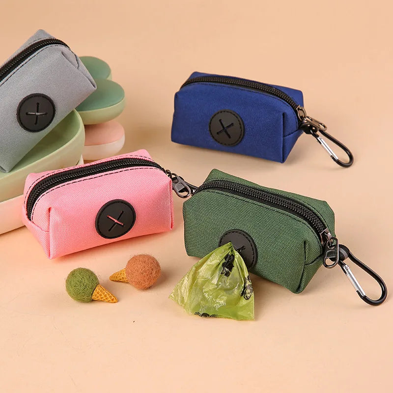 Canvas Dog Poop Bag Holder and Dispenser with Carabiner Clip