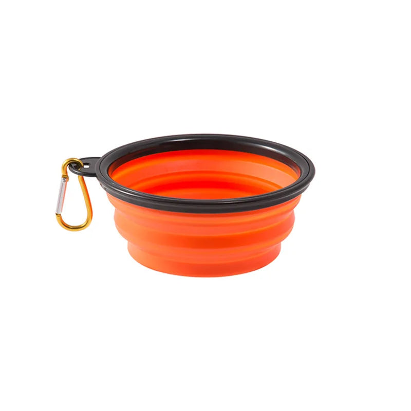 Collapsible Silicone Dog Food Water Bowl with Carabiner