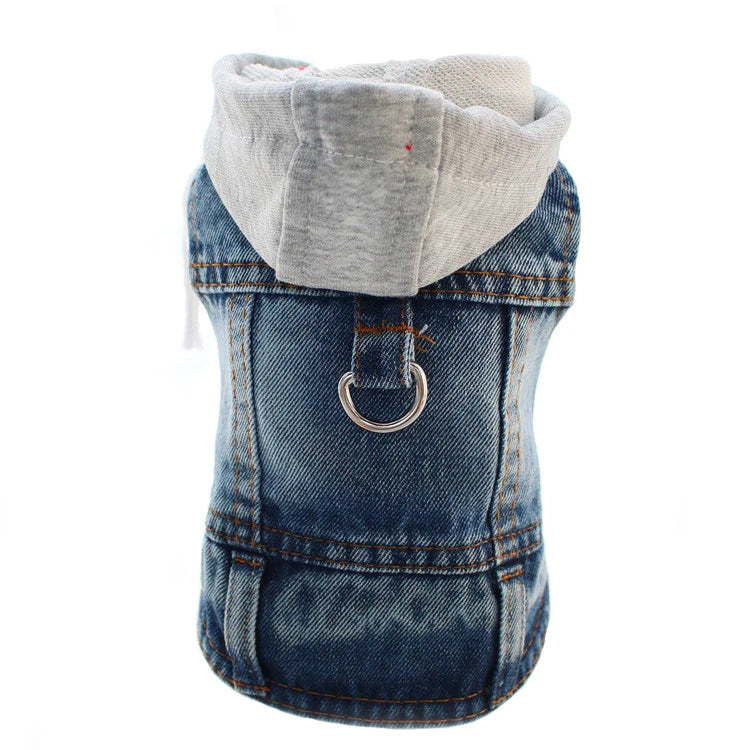 Cool Dog Jean Jacket Vest with D-Ring Hoodie