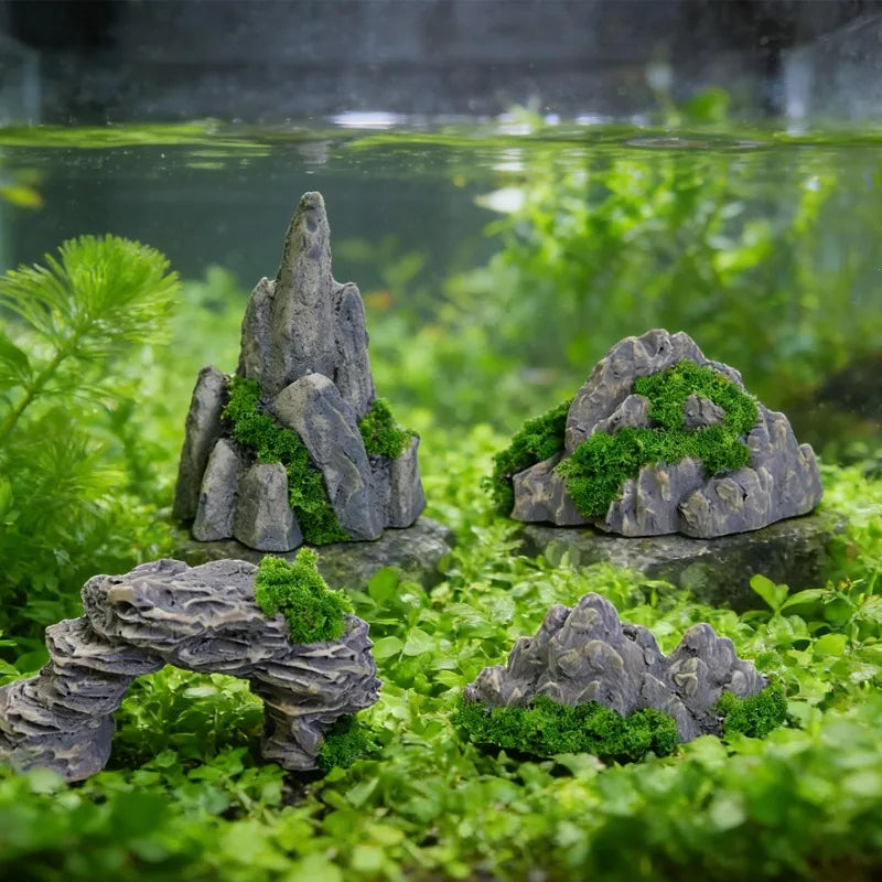 Miniature Mountain Fake Stone Resin Rockery for Fish Tank