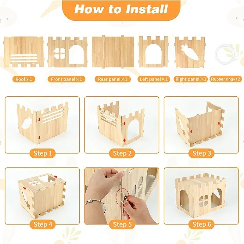 Castle and Hiding Place for Guinea Pig, Rabbit, Hedgehog