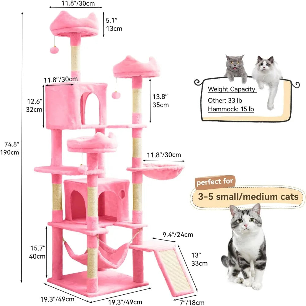 75-Inch Tall Indoor Multi-Level Cat Tree