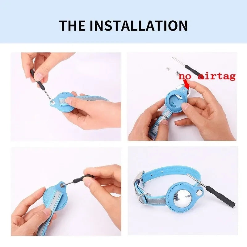 Leather Pet Collars For Apple Airtag Location Tracker