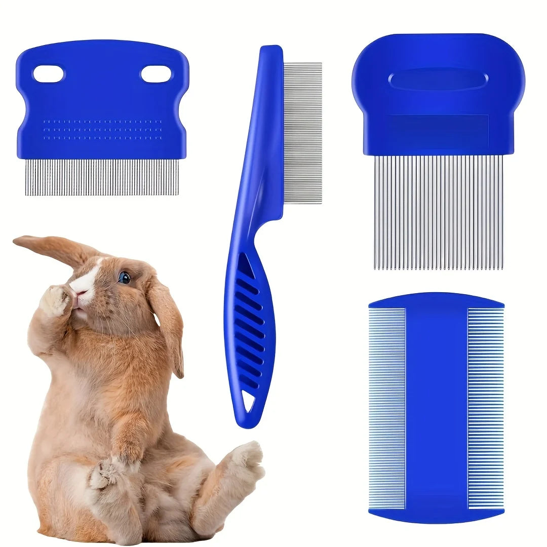 Pack of 4 Flea and Lice Combs, Stainless Steel with Round Teeth