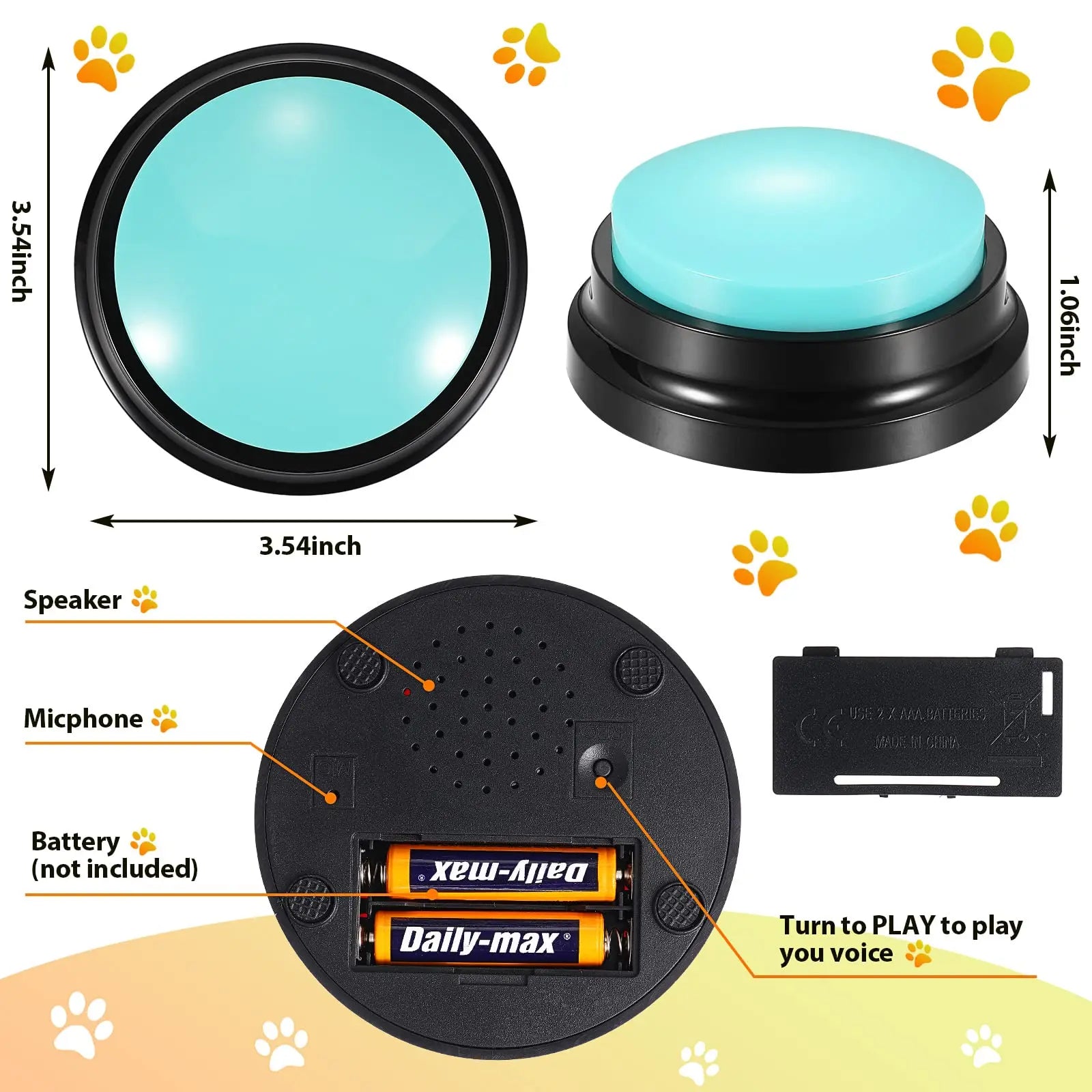 Recordable Talking Sound Button and Interactive Voice Buttons For Communication Dog Training