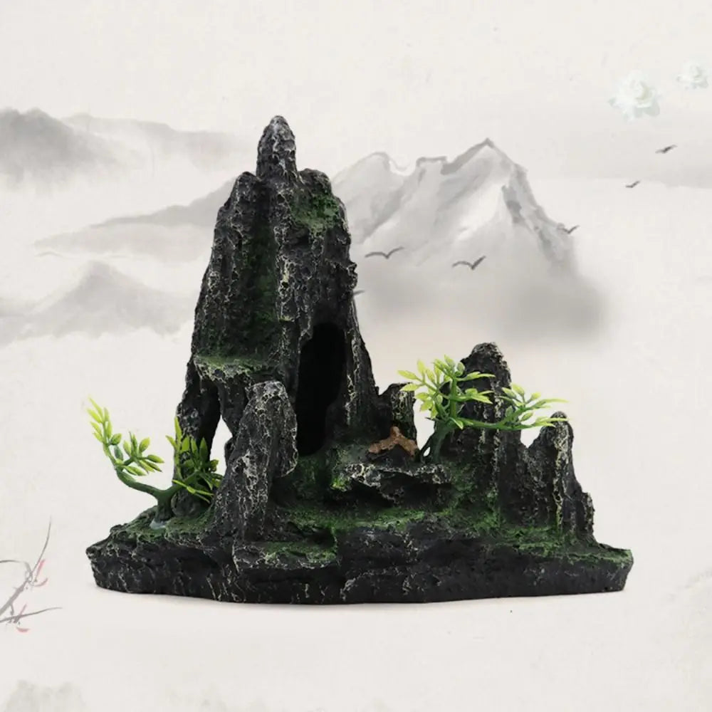 Resin Aquarium Rockery Mountain Decoration With Creative Mountain Stone Statue