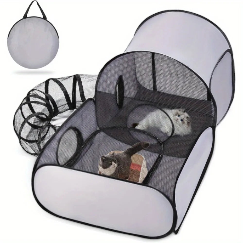 Foldable Cat Tent with Tunnel