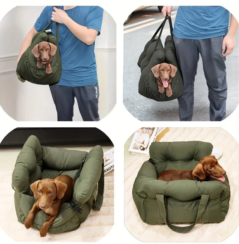Non-Slip Pet Car Seat with Safety Belt, Washable Travel Carrier with Secure Straps for Safe Car