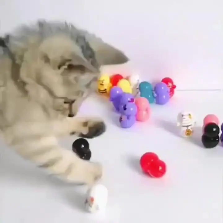 10pcs Cat Rolling Toy for Indoor Use. No Batteries Required. Random Designs. Lightweight Cat Puzzle Toy.