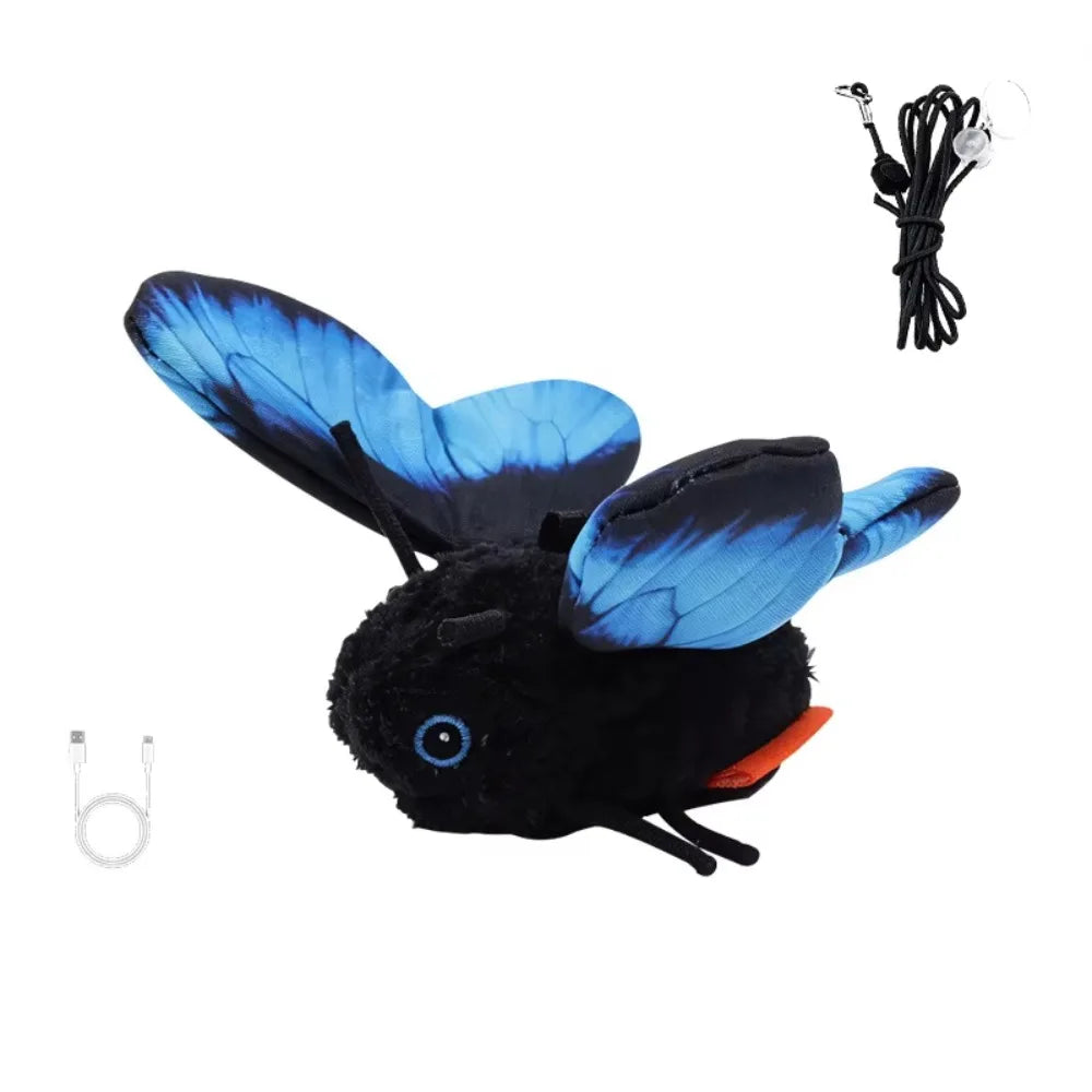 Rechargeable Automatic Cat Toy Multiple Modes Simulation Butterfly Cat Teaser Hanging Elastic String Washable Feline Toy