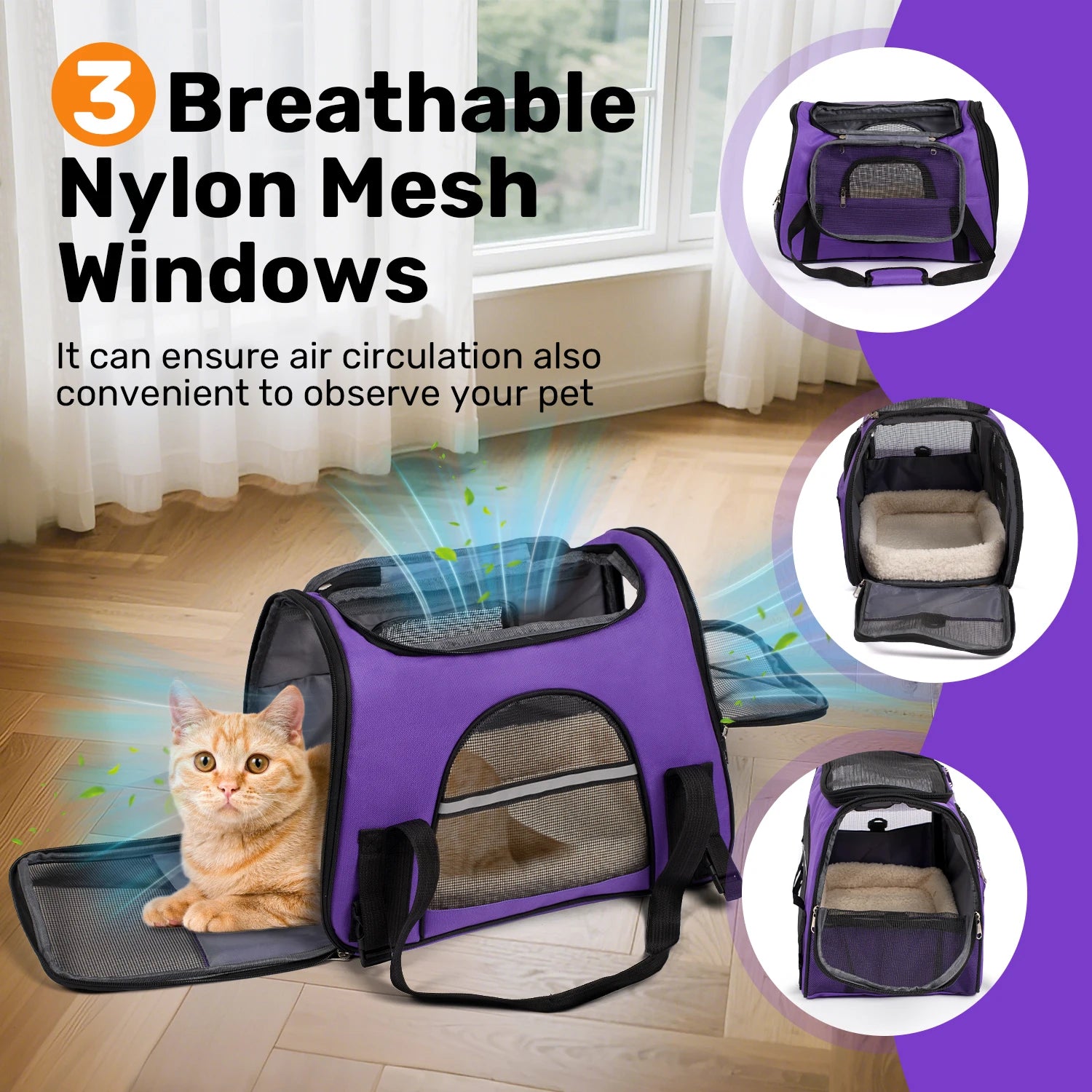 Dog/Cat Carrier for Small, Medium Pet Up to 15Lbs