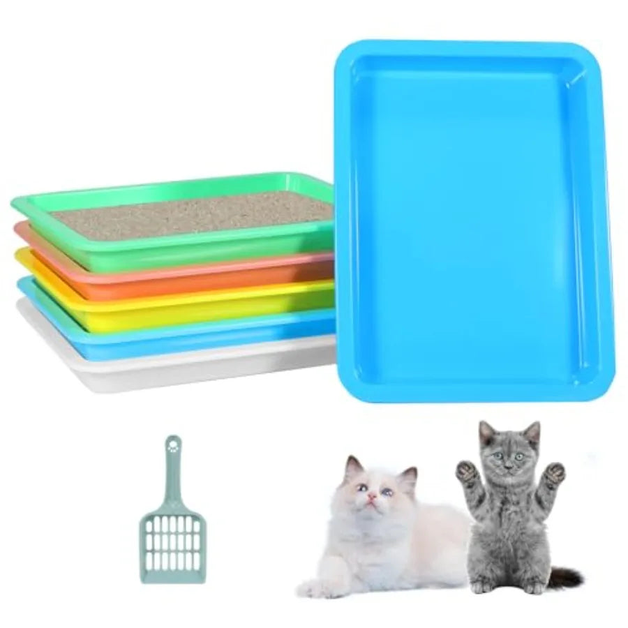 6 Pcs Low Entry Litter Box for Cats, Small Animals