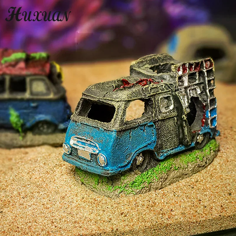 Aquarium Ornament Shaped Like Car Wreckage