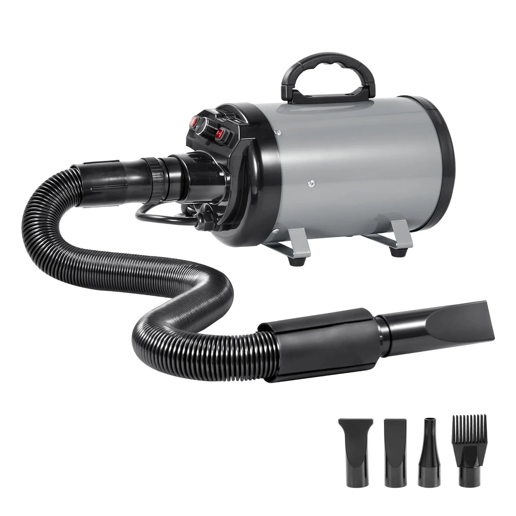 2000W/2.7HP  Adjustable Speed Dog Blow Dryer with 4 Nozzle and Extendable Hose