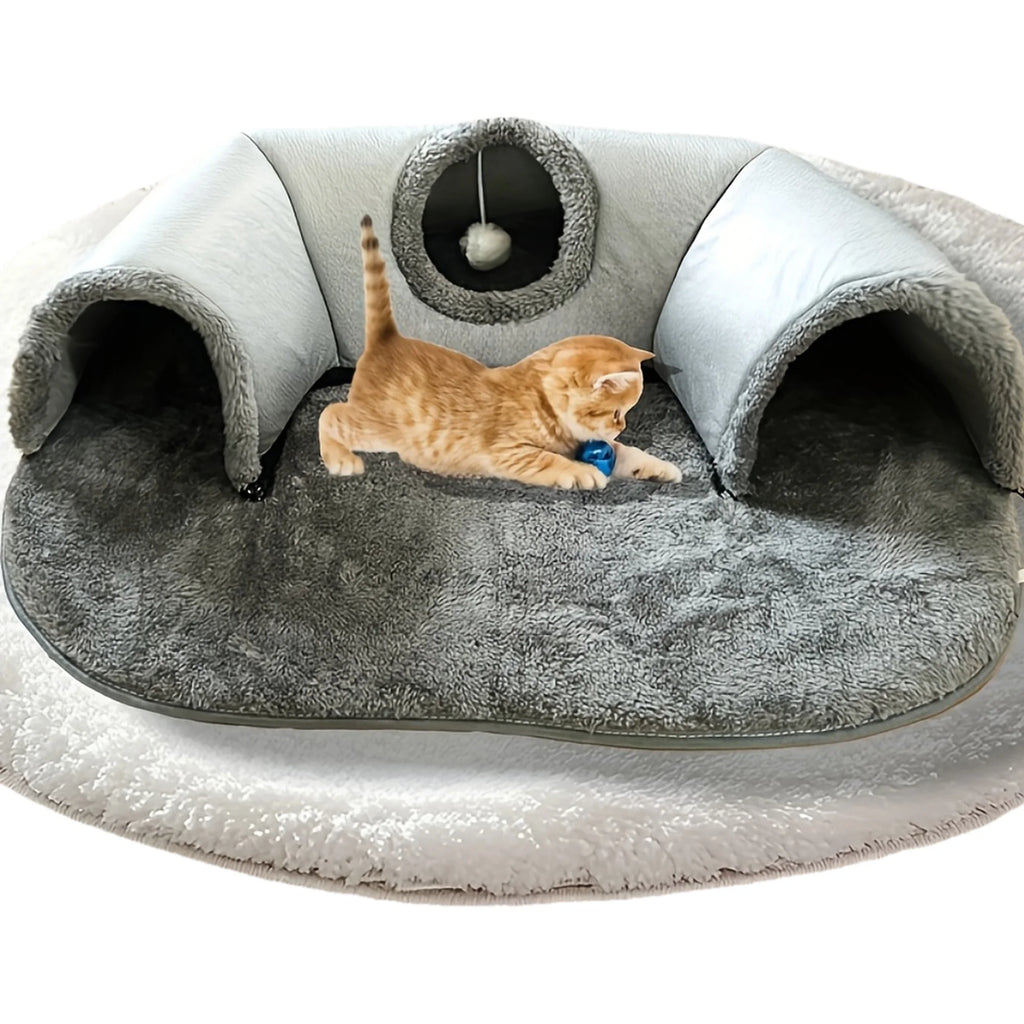 3-in-1 Cat Tunnel Bed with Non-Slip Bottom