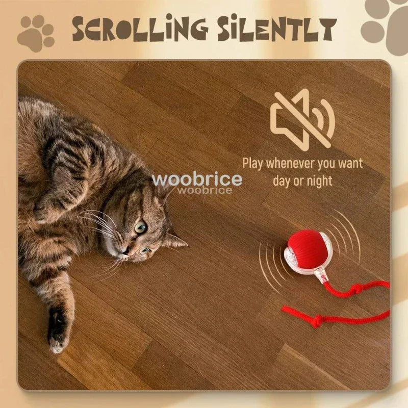New Cat Interactive Ball Toy Automatic Rolling Ball Faux Tail Rechargeable Smart Pet Electric Toy Dog Cat Training Imitate Mouse