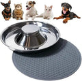 Stainless Steel Shallow Bowls with Non-Slip Mat Set