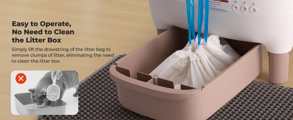 Self Cleaning Automatic Cat Litter Box with APP Control, Odor-Free  Large Waste Bin, Open-Top
