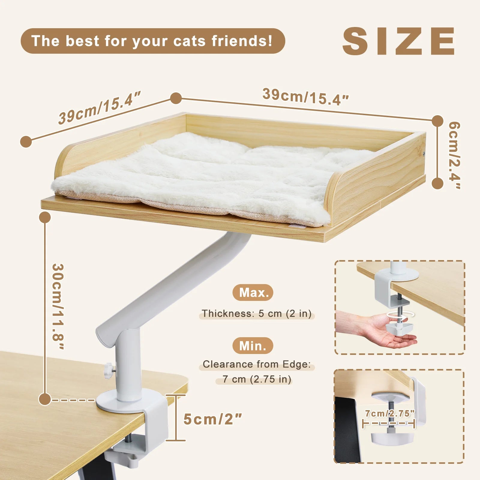 360° Rotatable Cat Bed Desk Stand for Indoor Cats