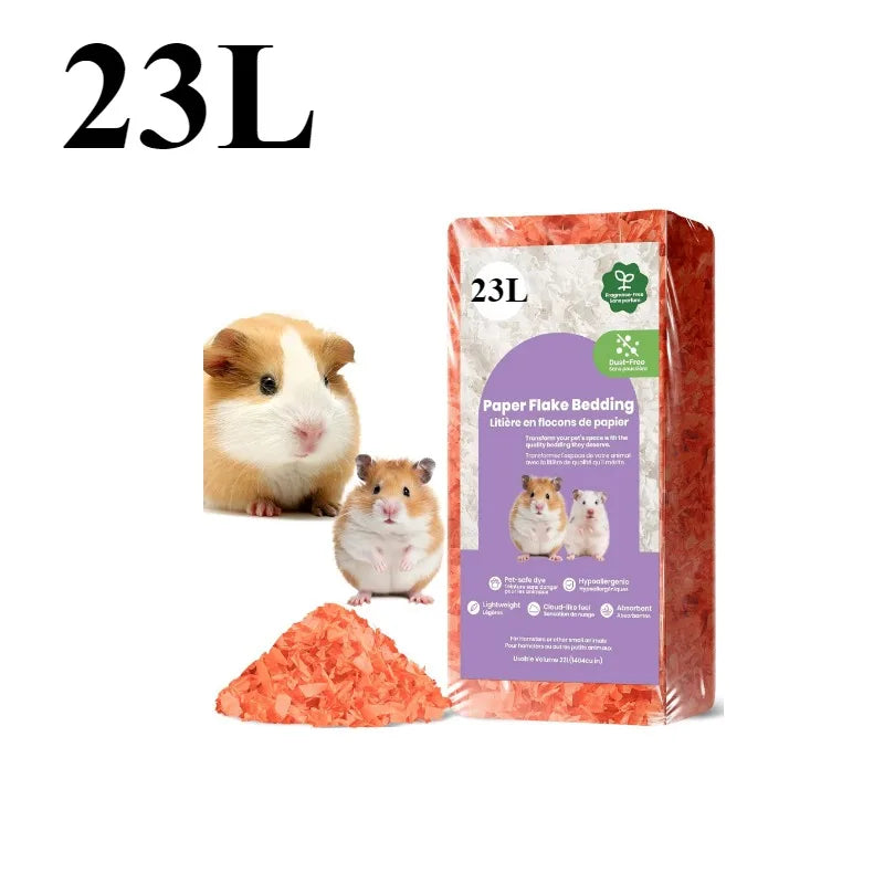 23L/50L Paper Small Pet Bedding, Odor Control, Dust-Free, Moisture Absorbent, Natural Shavings
