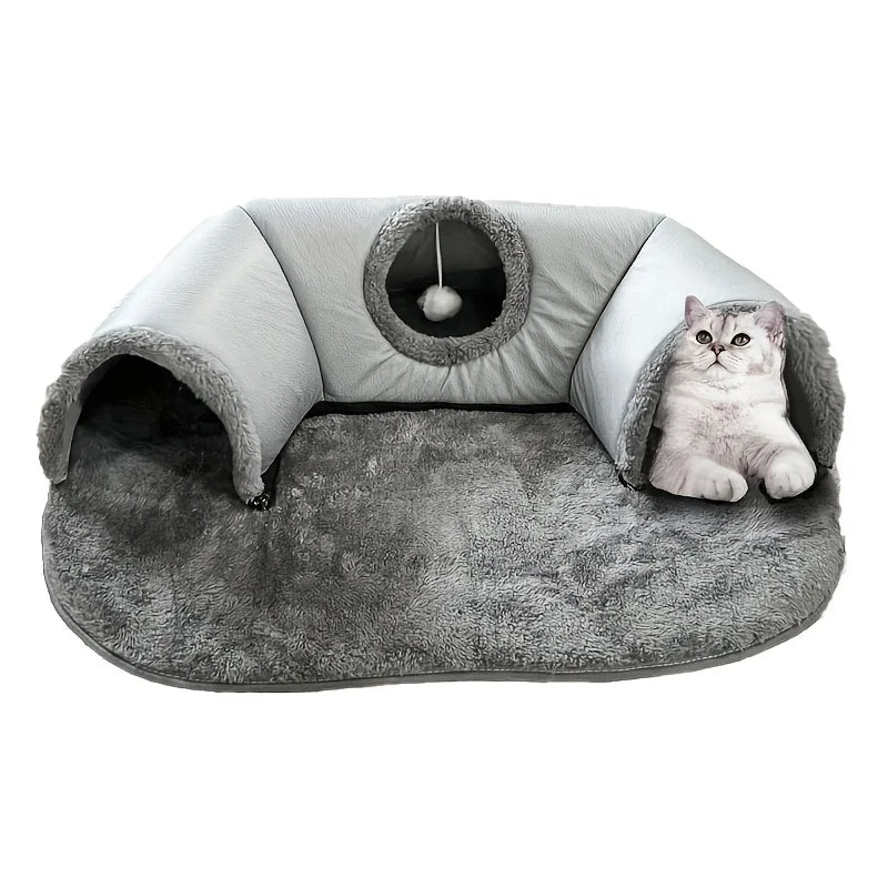 3-in-1 Cat Tunnel Bed with Non-Slip Bottom
