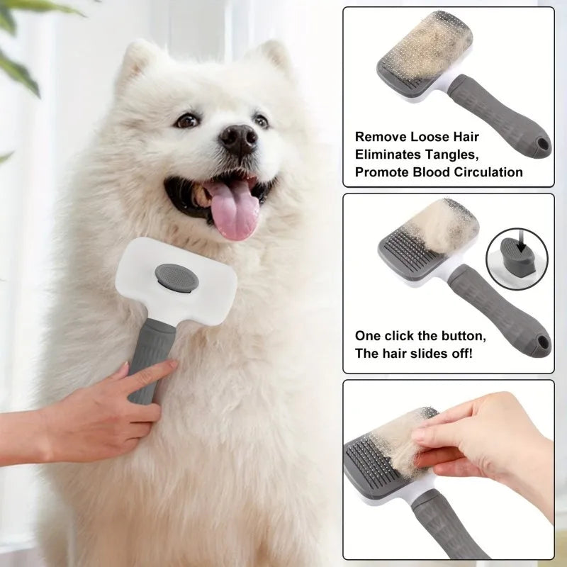 2-in-1 Pet Grooming Brush with Easy Cleanup