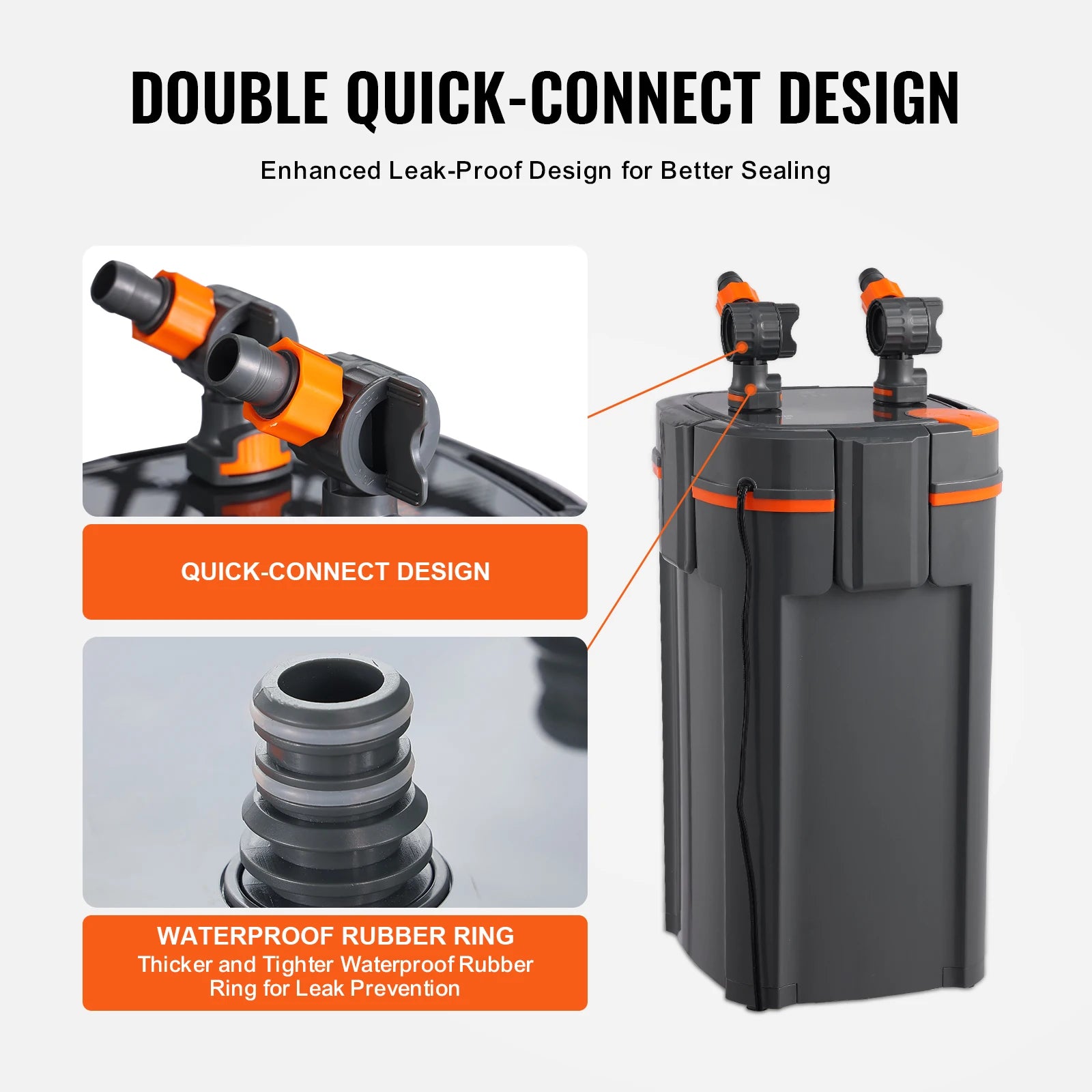 Aquarium Filter 264GPH 3-Stage Ultra-Quiet  with UV Protection for Fish Tanks