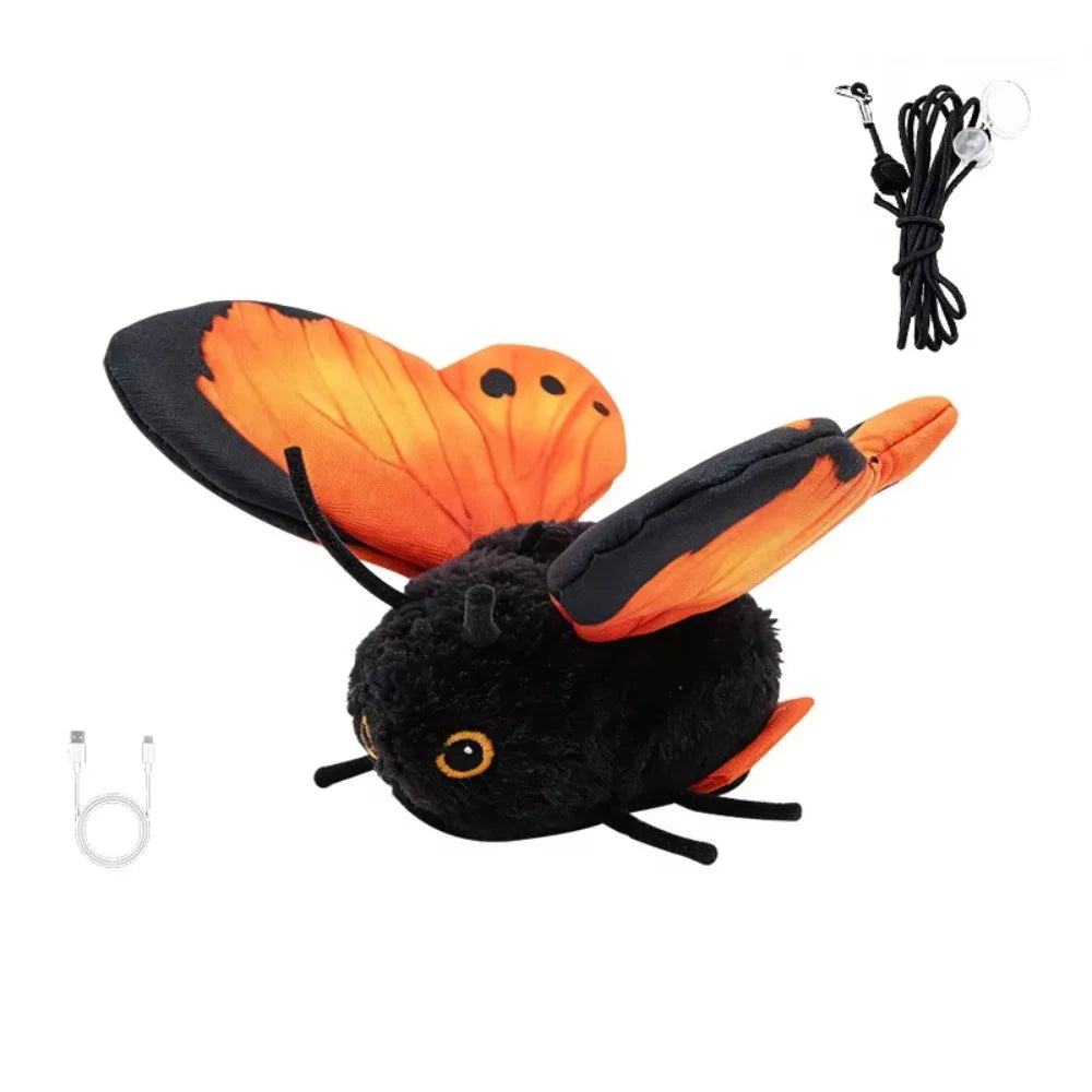 Rechargeable Automatic Cat Toy Multiple Modes Simulation Butterfly Cat Teaser Hanging Elastic String Washable Feline Toy