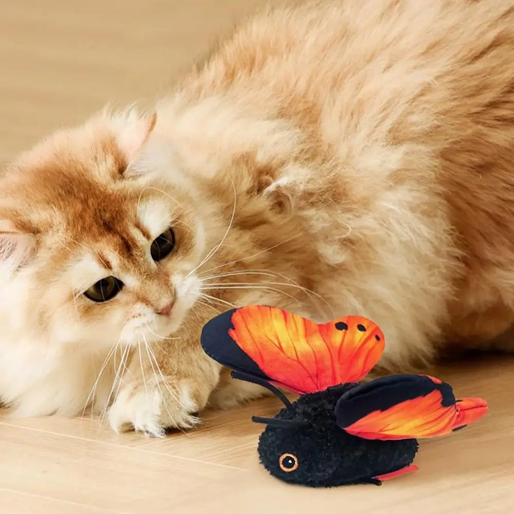 Rechargeable Automatic Cat Toy Multiple Modes Simulation Butterfly Cat Teaser Hanging Elastic String Washable Feline Toy
