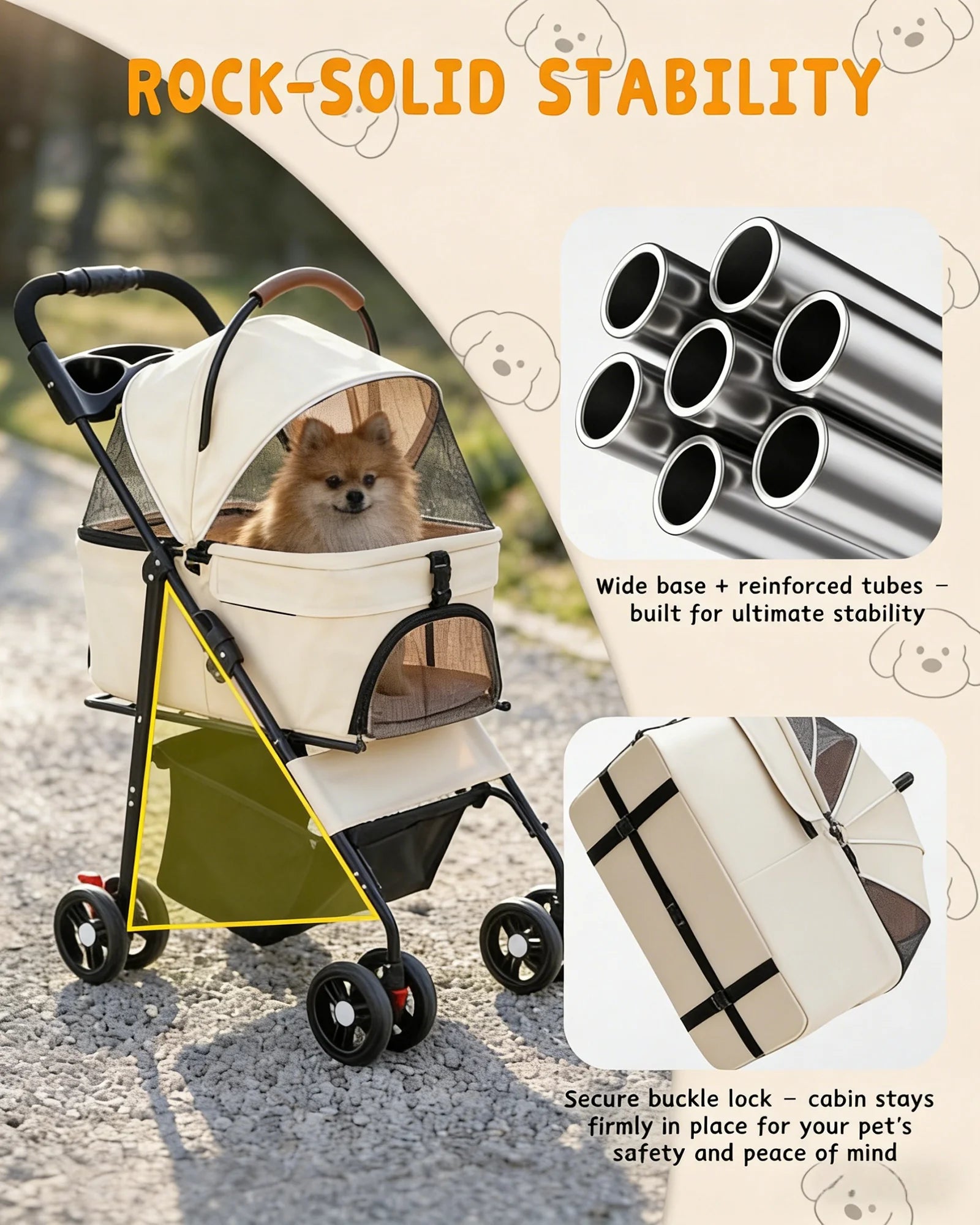 2-in-1Pet Foldable Lightweight Stroller for Small Dogs Cats