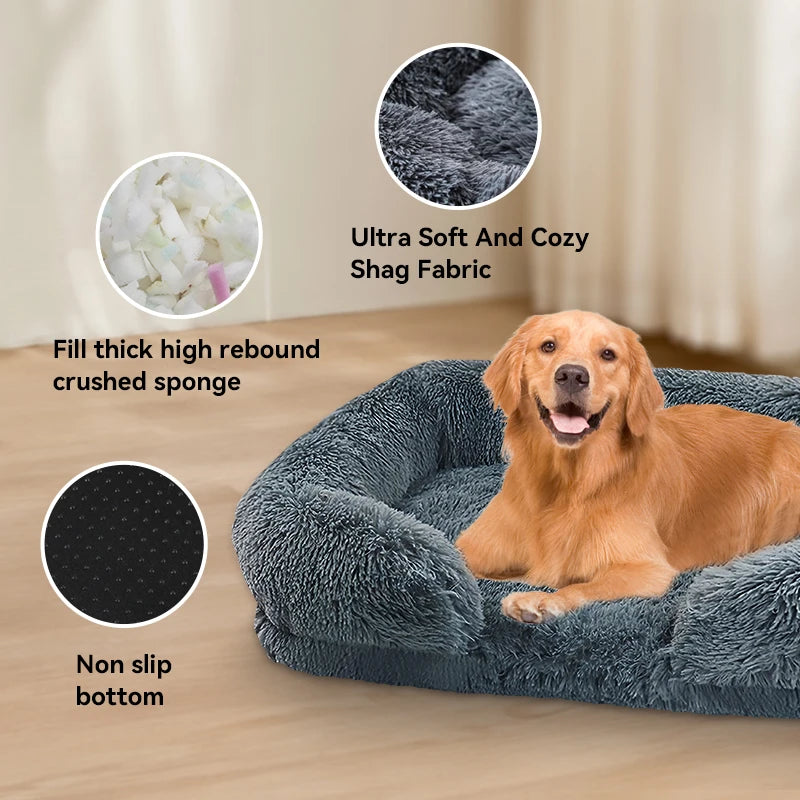 Thick orthopedic dog bed for large dogs - egg sponge, easy to remove and wash, plush cover, durable