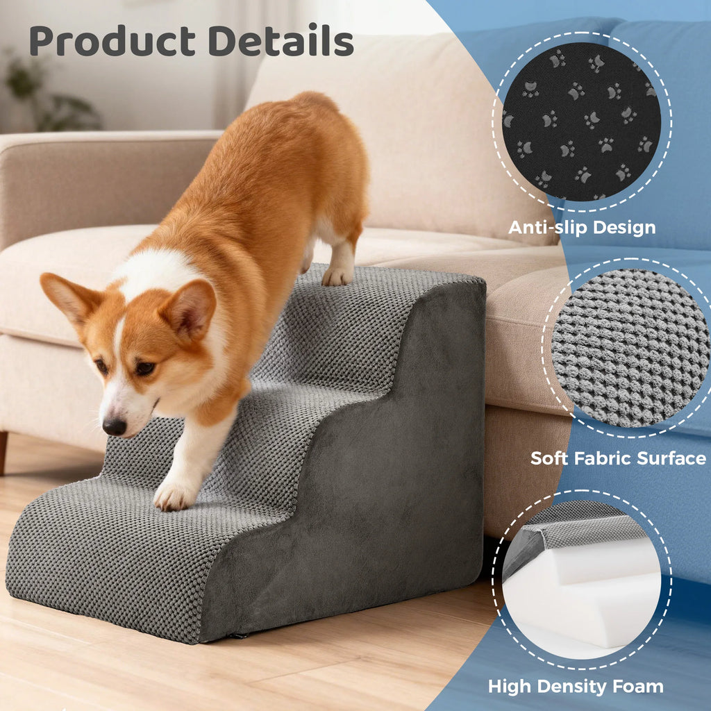 3-4 Step High-Density Foam Dog Stairs