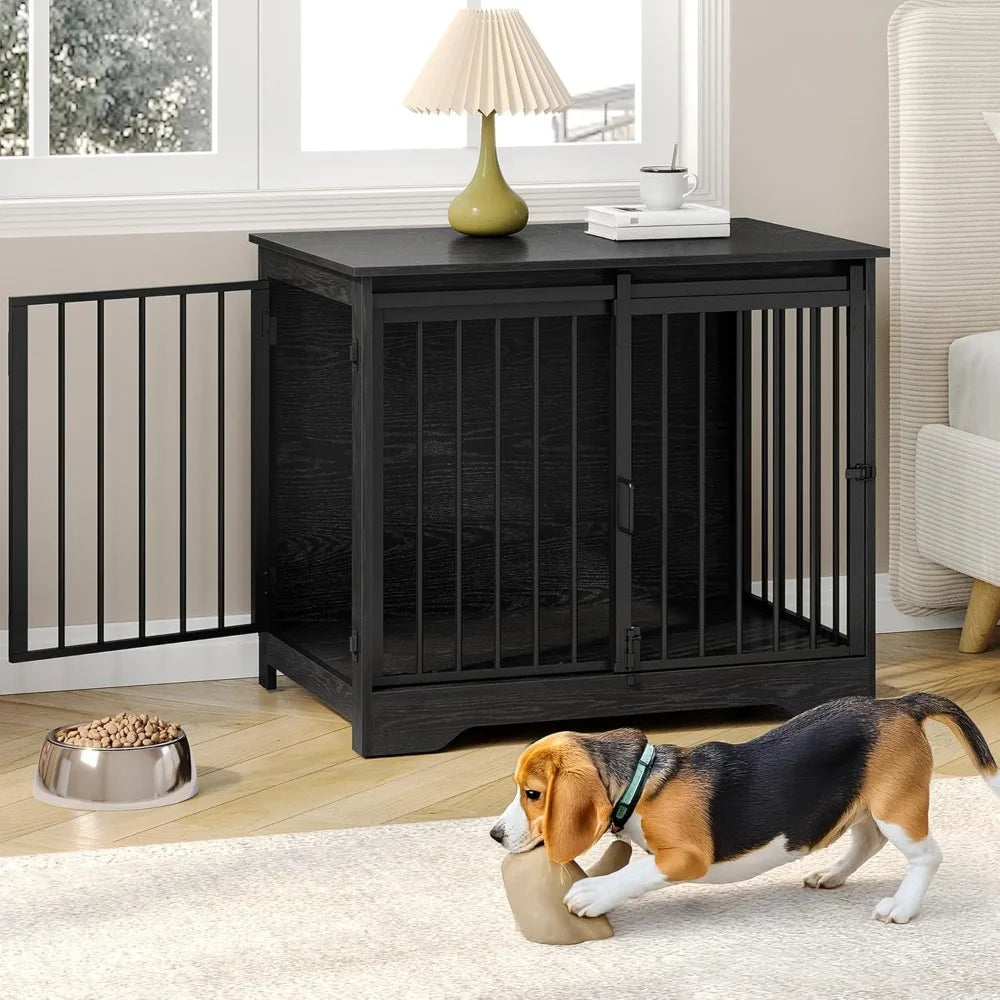 Heavy Duty Indoor Wooden Dog Kennel with 2 Doors