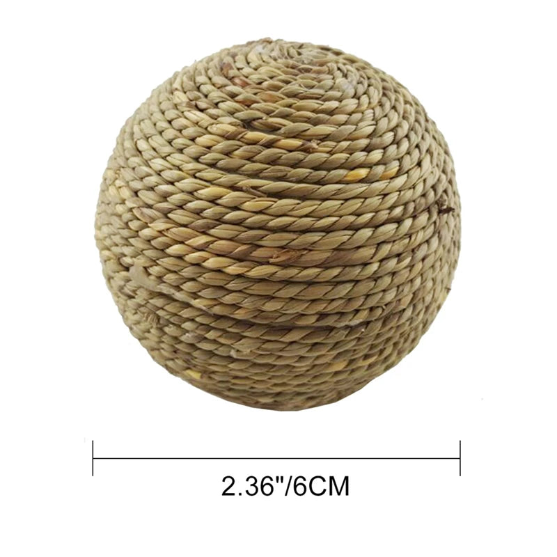 4PCS  Natural Grass Ball Chew Toy  For Rabbit Hamster Guinea Pig For Tooth Cleaning