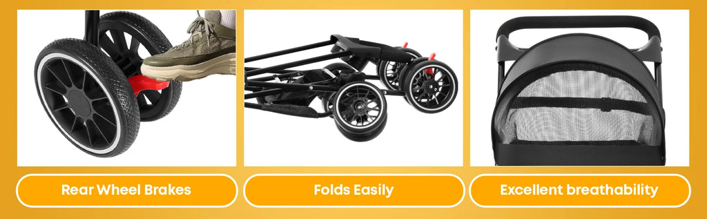3 in 1 Portable Foldable Pet Stroller for Medium Dogs Cats