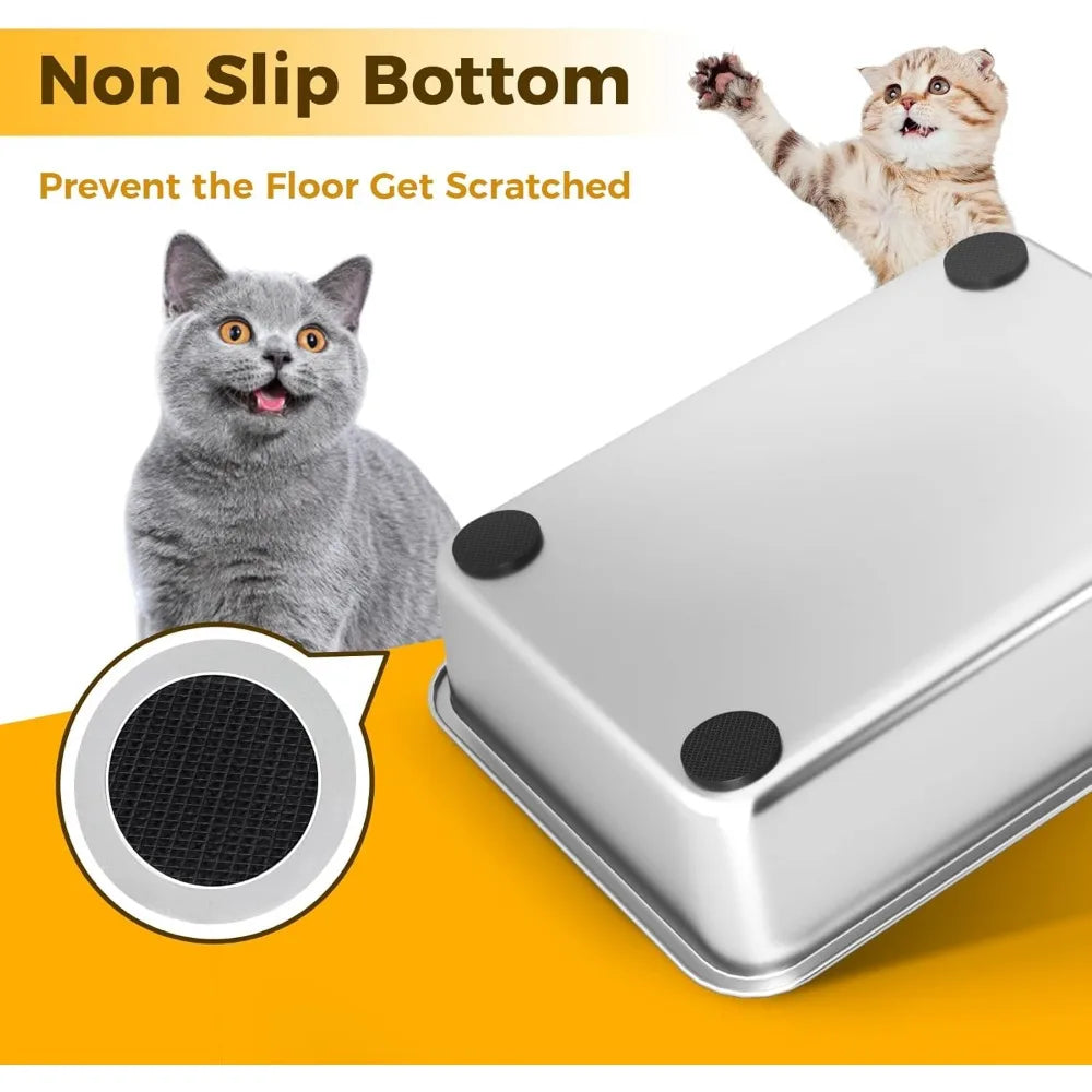Stainless Steel Litter Box, Non Stick, Easy to Clean(18" Lx14"W)