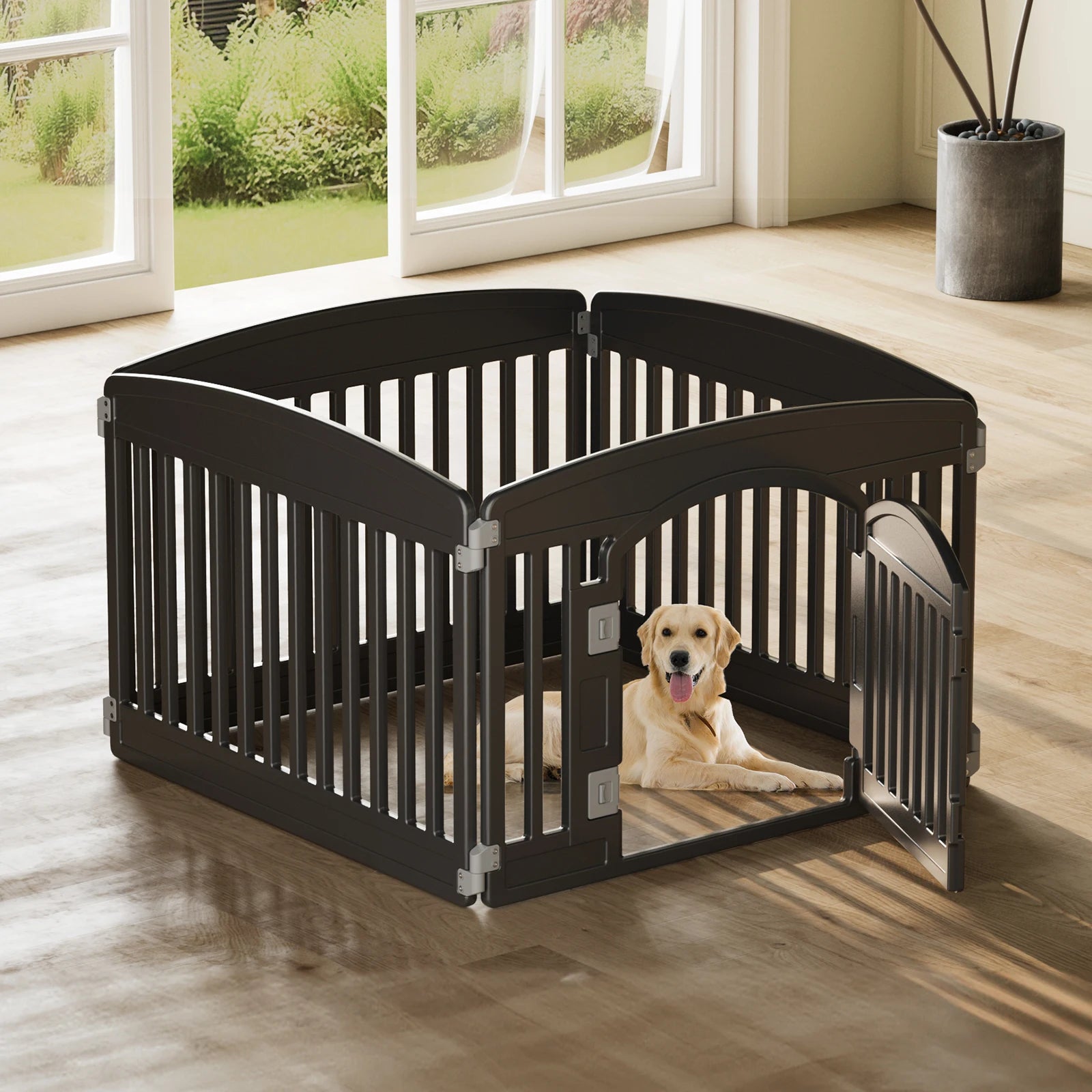 Plastic 6 Panel 24" Expandable Durable Dog Playpen Or Pet Fence for Medium Dogs