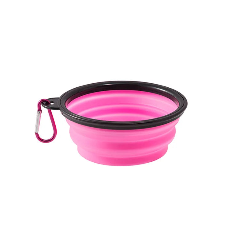 Collapsible Silicone Dog Food Water Bowl with Carabiner