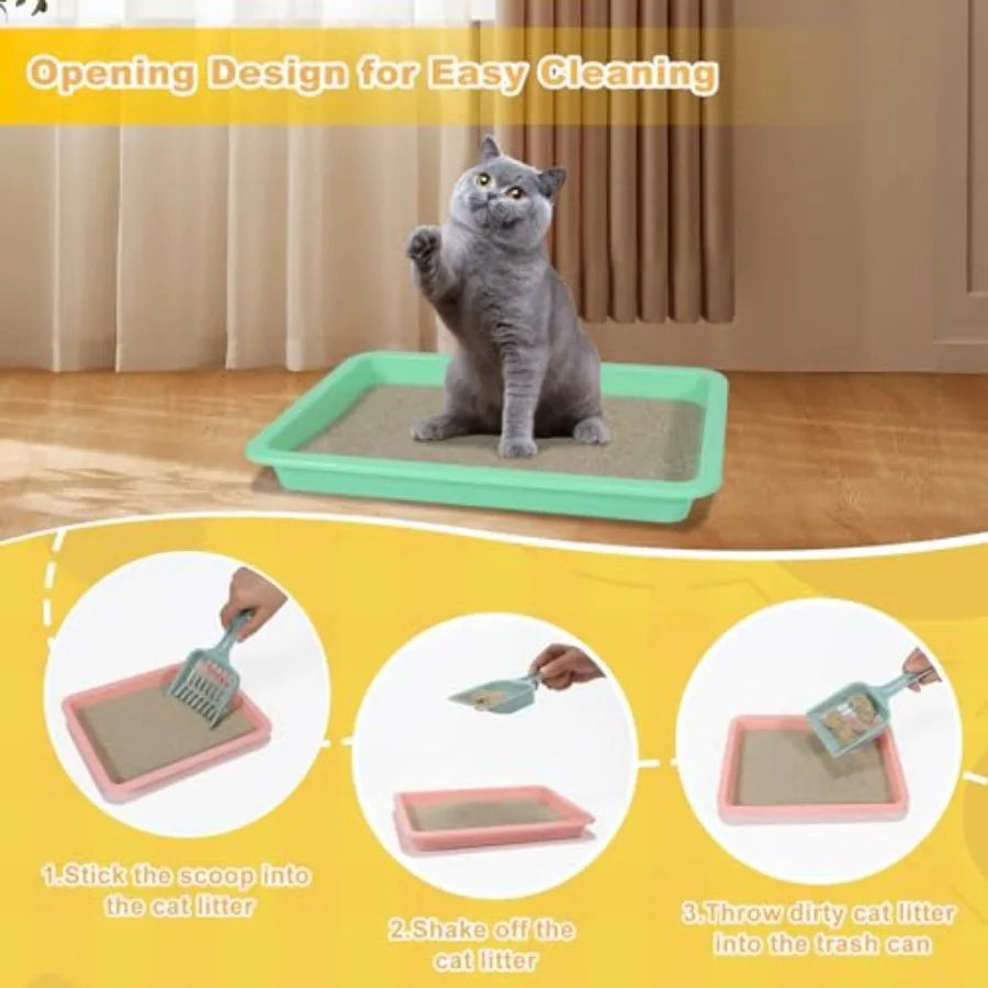 6 Pcs Low Entry Litter Box for Cats, Small Animals