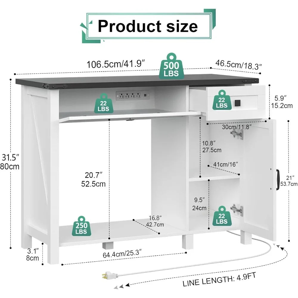 40 Gallon Aquarium Stand With Charging Station, Drawer and Cabinet