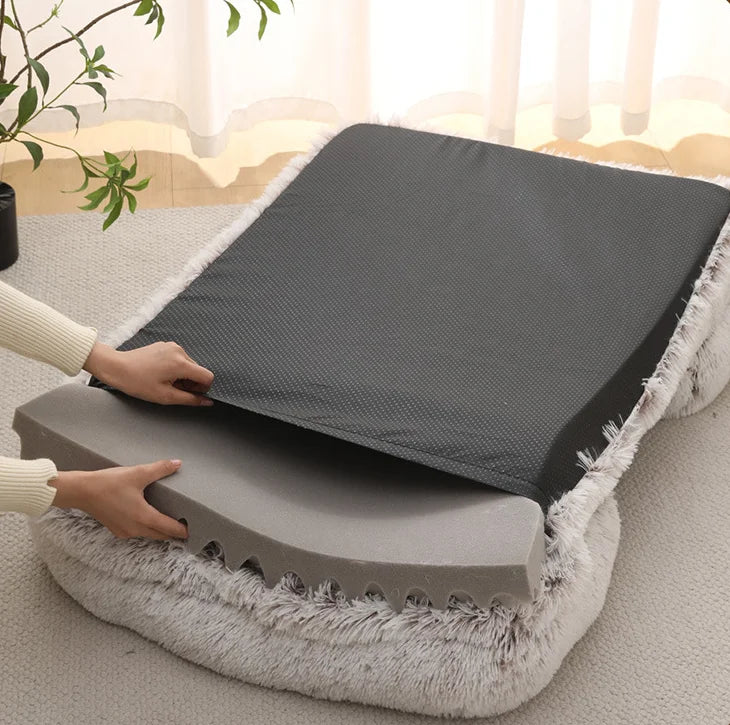 Thick orthopedic dog bed for large dogs - egg sponge, easy to remove and wash, plush cover, durable