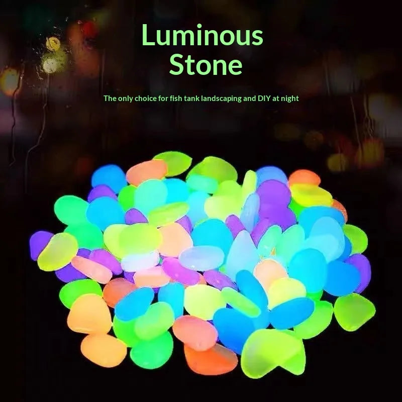 100Pcs Glow in The Dark Garden Pebbles for Fish Tank Aquarium
