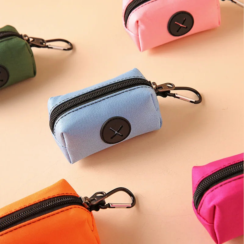 Canvas Dog Poop Bag Holder and Dispenser with Carabiner Clip