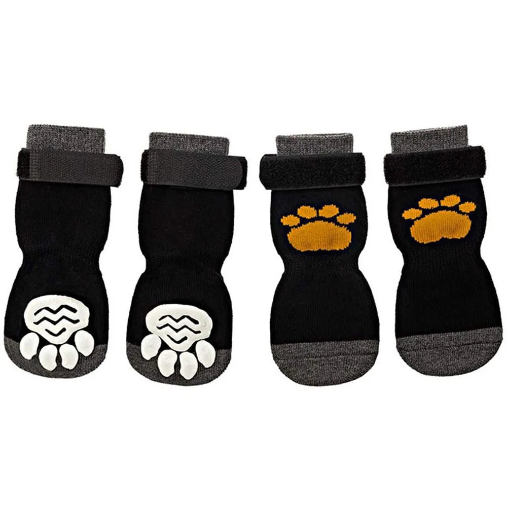4pcs Anti-Slip Pet Sock,s Paw Protector, Traction Control for Indoor Wear, Knitted with Rubber Reinforcement