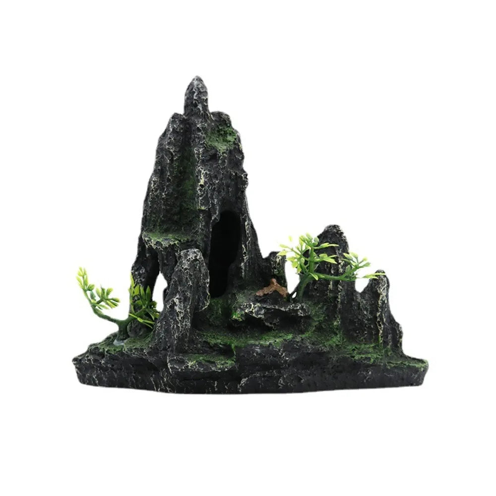 Resin Aquarium Rockery Mountain Decoration With Creative Mountain Stone Statue