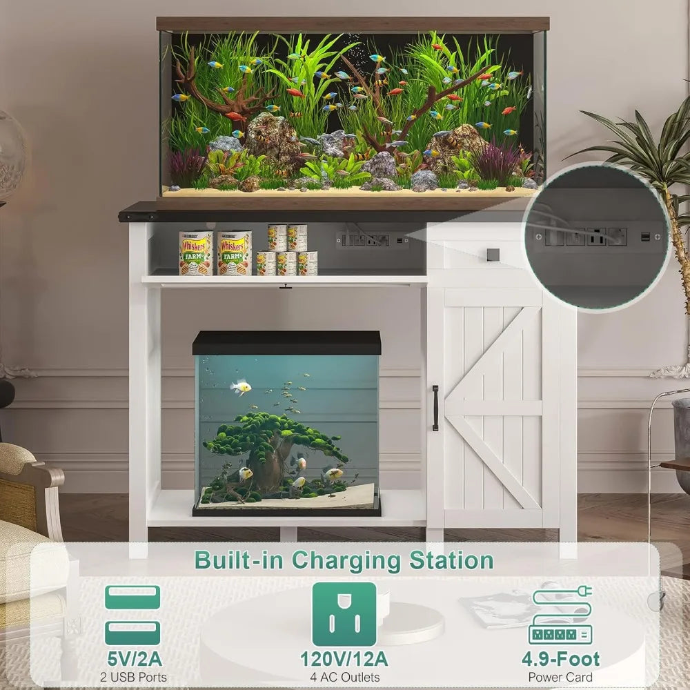 40 Gallon Aquarium Stand With Charging Station, Drawer and Cabinet