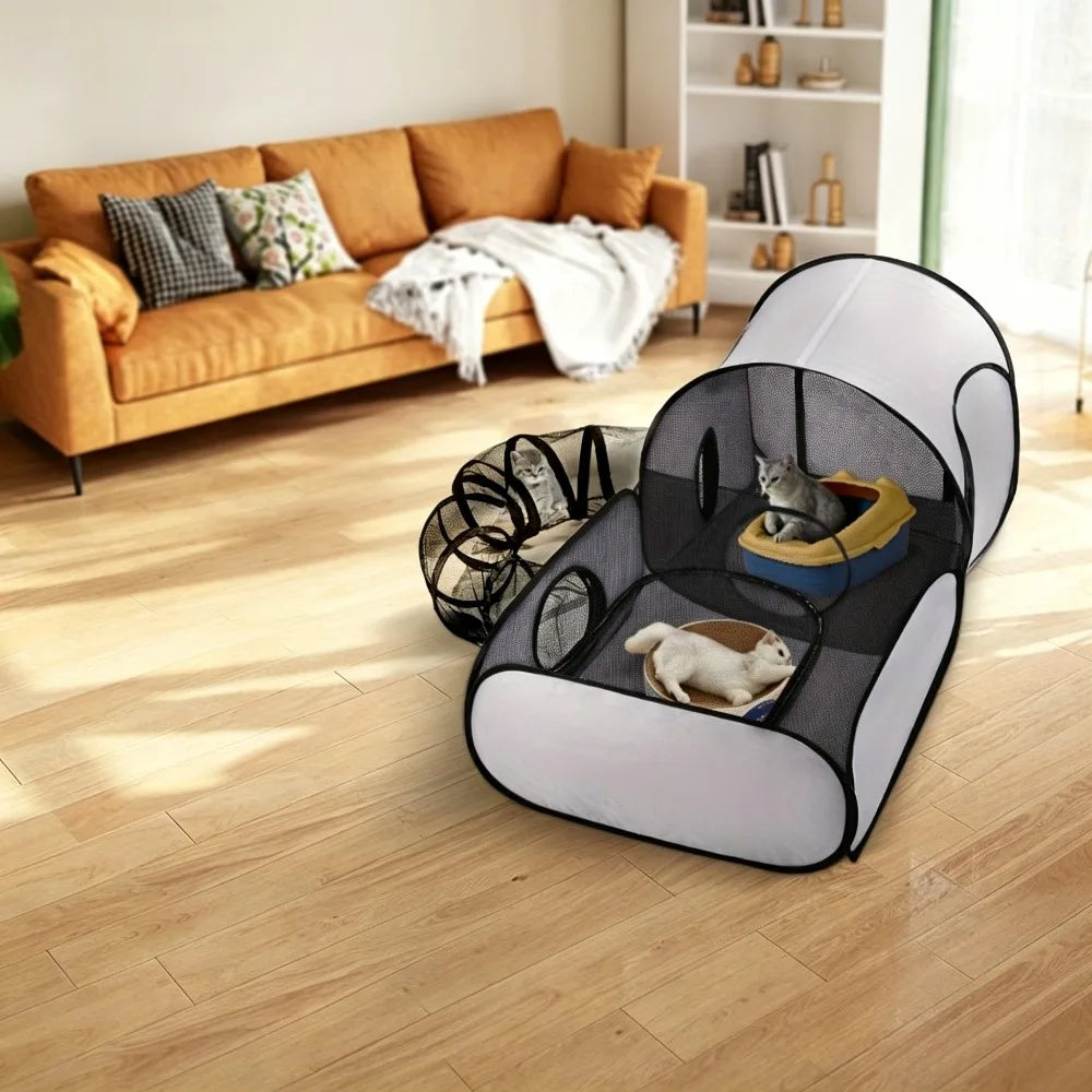 Foldable Cat Tent with Tunnel