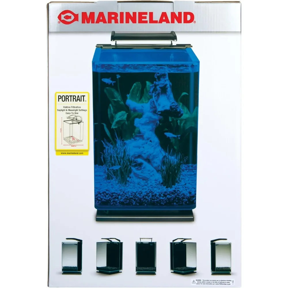 5 gallon black led-illuminated glass aquarium with stealth filtration system